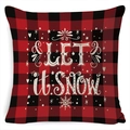 Housse de coussin de Noël en lin avec motif écossais rouge et noir et texte Let It Snow - A-4 / 45*45cm Housse + Garnissage