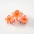 Frangipani hair claw clip with orange-pink gradient resin flowers for a sleek ponytail - Orange Triple Plumeria [11cm]