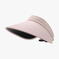 Pink wide brim straw sun visor with wavy texture and side logo for sun protection - Adjustable / Pink