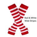 Red and white wide striped knitted fingerless long arm warmers with elastic cuffs - One Size / Red and White Wide Stripes