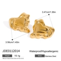 Pendientes de corazón dorados de acero inoxidable con dimensiones y especificaciones - Estilo de Corazón Fundido Irregular-Grande (JDE0112014)