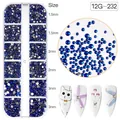 Kit strass blu per nail art con cristalli piatti da 1,5mm a 3mm in scatola a 12 griglie - Strass Misti Blu Scuro (12G-232)