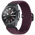 Detail of adjustable slider buckle on deep purple braided nylon elastic watch band - Cerise