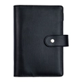 Classic black leather notebook binder with a matte finish and silver metal snap closure - Case Only-Black