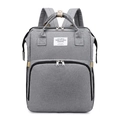 Gray multifunctional baby diaper backpack with large zipper opening and oxford fabric - Gray