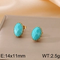Elegante goldene ovale Glas-Ohrstecker in Türkis, Größe 14x11mm für Damen - Gold/Blau