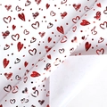 White gift wrapping paper with metallic red heart patterns and gold foil finish - White Red Hearts
