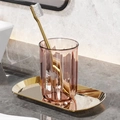 Amber toothbrush cup and gold brush on tray, wall-mounted bathroom storage set - Sakura Pink (Cup Only)