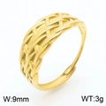 Anello regolabile in maglia intrecciata dorata da 9 mm in acciaio inossidabile unisex - Stile Intrecciato Oro (KR107651-KFC)