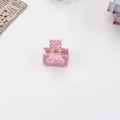 Pink and white checkered square hair claw clip made of acrylic with metal spring - Pink