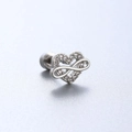 Silver titanium steel heart and infinity stud earring with sparkling cubic zirconia - Infinity Heart Style (A80-3#)