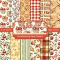 6x6 inch apple themed scrapbooking paper set with 24 sheets of decorative patterns - 21016b 24 Sheets