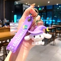 Purple Cinnamoroll silicone keychain with Christmas strap and magic hat holiday charm - B477-5 Santa Hat Big Ear Dog / Large