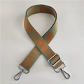 Adjustable woven shoulder strap in green and orange with silver metal hooks for bags - Yellow Webbing with Silver Buckle