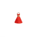 Red cotton tassel charm with golden metal ring for DIY jewelry and bag accessories - Red