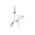 Polished silver stainless steel letter H pendant with a delicate heart detail charm - Letter H / Steel