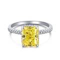 Anello in argento S925 con diamante giallo taglio radiant e pietre laterali - Metallo Argento Pietra Gialla