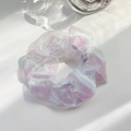Iridescent laser plush scrunchie in purple and blue hues with stylish water ripple lighting - 1043B Iridescent Mermaid Purple Blue
