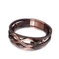 Bracciale multistrato in pelle marrone scuro con simbolo infinito e chiusura oro rosa - Caffè (KB139629-KFC)