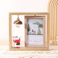 Cadre photo rotatif en bois de 6 pouces avec une jolie figurine de vache miniature - Bœuf du Zodiaque / 6 Pouces