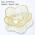 Amber flower resin dish with white crystal stones and gold glitter, 8.5x8x3cm size - Flower Petal / Citrine & Gold Foil