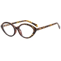 Classic tortoise shell cat eye sunglasses with vintage small frame and rivet details - Demi (Anti-blue Light Clear Lens)