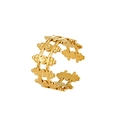 Franse vintage 18K vergulde ring met drielaags floraal opengewerkt patroon - Paleis Bloem (RG-06-4)