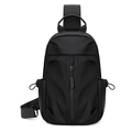 Minimalistische schwarze Crossbody-Brusttasche für Herren aus Oxford-Gewebe - Schwarz