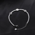 Silver stainless steel tennis bracelet with three Tree of Life charms and crystal stones - Silver Tree of Life