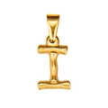 Letter I bamboo style 18K gold plated titanium steel pendant with metallic luster - Letter I