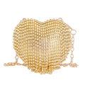Mini borsa da sera a forma di cuore dorata con cristalli e catena metallica sottile - Stile nappa / Oro