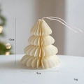 Addobbo albero di Natale in carta a nido d'ape crema, altezza 10cm, con cordino - Stile B / Bianco Sporco