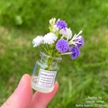 Miniature glass bottle with purple and white glowing flowers for car and desk decor - [Luminous] White + Purple Vase
