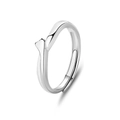 Polished S925 sterling silver adjustable open ring featuring a subtle heart detail - FDJZ-273-Men's
