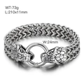 Silver stainless steel snake head woven bracelet with measurements 210mm by 11mm - Silver Biting Snake Head Style (KB139889-KJX)