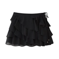 Damesset met zwarte minirok met ruches en gelaagd chiffon boho-stijl ontwerp - XS / Zwarte Broekrok