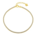 Elegant gold-plated S925 silver tennis bracelet featuring round cubic zirconia stones - 2mm/16cm / Gold