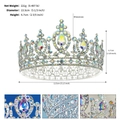 Corona barocca rotonda argentata con strass AB iridescenti per spose e feste - Argento AB Diamante Iridescente (TS-J3148SAB)