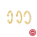 Three-piece gold-plated S925 sterling silver ear cuff set with pavé cubic zirconia - Earring Style 2 / Gold