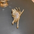 Pince à cheveux papillon dorée élégante avec strass brillants au style minimaliste - Pince à Cheveux Papillon en Strass