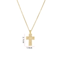 Golden titanium steel cross necklace with pavé cubic zirconia, 2.7cm pendant height - Gold Cross (A624)