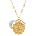 Gemini constellation necklace with opal crescent moon and micro-zircon gold pendants - Gemini