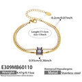 Macro detail of gold-plated layered chain with cubic zirconia and purple square stone - Gold Color Purple Zirconia (17+5cm)