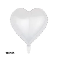 Glossy white 18-inch heart-shaped foil balloon for wedding and party decorations - Heart White