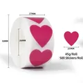 Deep pink heart-shaped adhesive labels, 500 stickers per roll, 25mm diameter stickers - 25mm 500 Pcs/Roll / Rose Red