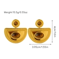 Detail view of Bohemian gold disc earrings with brown stones and size measurements - Style 07/Bohemian Semicircle/Tiger Eye