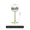 Verre à vin Alsace avec pied vert clair et motifs de personnages colorés, 150ml - Calice Personnage Alsace-Vert
