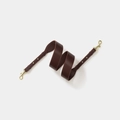 Dark brown leather adjustable shoulder strap with gold swivel hooks and smooth finish - Dark Brown Gold