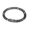 Pulsera de cadena cubana de acero inoxidable gris oscuro con cierre de caja seguro - Ancho 7mm Longitud 20cm Pulsera - Cierre de Caja (KB154555-Z)