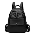 Mochila minimalista para mujer en cuero granulado negro con herrajes de alta calidad - 34*12*28 / Negro